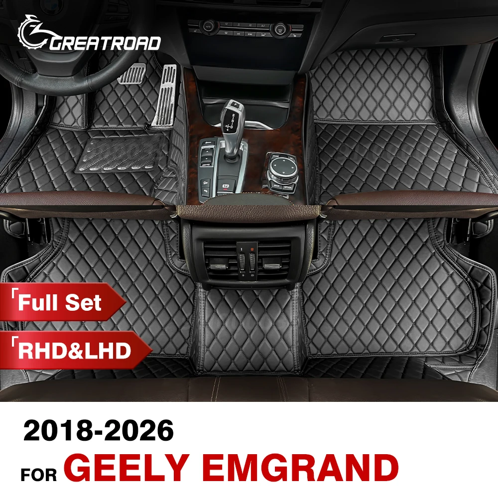 

Автомобильные коврики для Geely Emgrand 2018-2026 2025 2024 2023 2022 2021 2020 2019, пользовательские автомобильные подушечки для ног, аксессуары для ковров