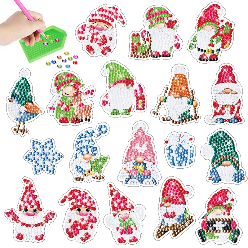 

Santa Claus Crystal Diamond Painting Diy Stickers Children's Handmade Stickers, Holiday Decoration Stickers