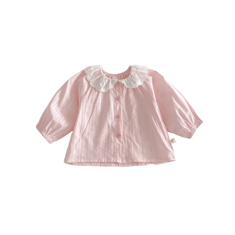 Girls' Doll Collar Shirt 2026 New Spring Baby Korean Version Lace Shirt Children's Korean Version Spring Top