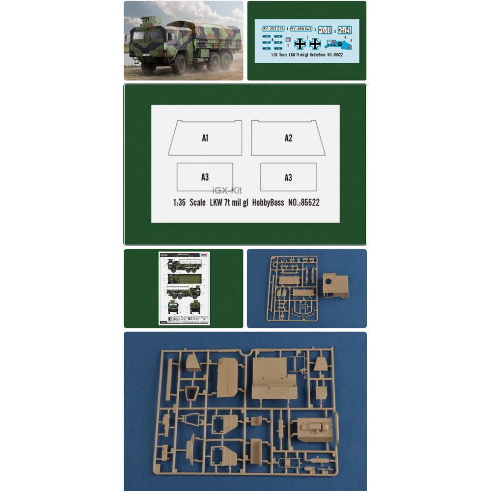 

Hobbyboss 85522 Масштабная модель немецкого грузовика LKW 7T Mil GL LARS2 в масштабе 1:35, пластиковый конструктор для сборки, набор для хобби и творчества