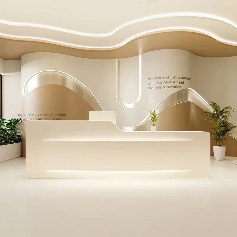 Reception Counter Cosmetics Beauty Salon Storage Cash Register Shop Desk Furniture Pulpit Front Table Podium Bureau Center Help