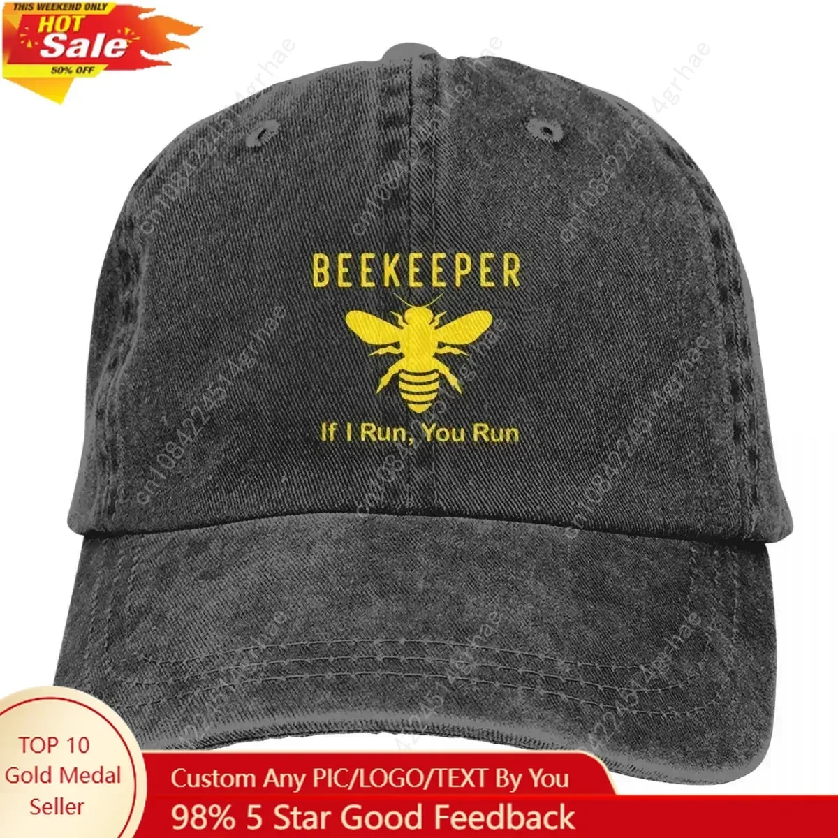

Beekeeper If I Run You Run Baseball Cap Funny Beekeeping Outdoor Fashion Hip Hop Hats Fashion Printed Washed Baseball Caps