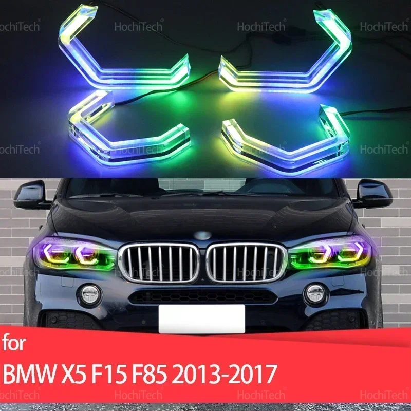 For BMW X5 F15 F85 2014-2018 SDrive35i 50i XDrive25d 30d 40d M50d Dynamic Multi-colored App Control LED Rings with Turn Signal