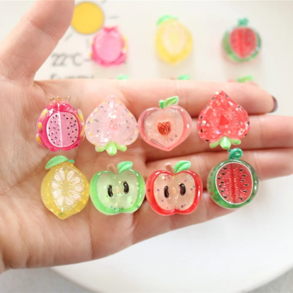 10pcs Cute Resin Flatback Charms Kawaii Fruit Ornaments – Perfect for Hair Clips, Phone Cases & DIY Crafts Gift Home Decotatio