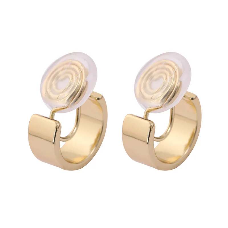 GRACE JUN New Arrival Gold Color Clip on Earrings No Pierced for Women Hoop Earrings Cuff Ear Clip Charm Jewelry Stud Earrings