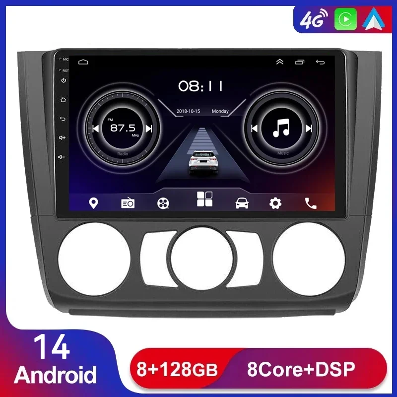 

8G+128G Android 14 Carplay AUTO For BMW 1 Series 120i E81 E82 E87 E88 Car Radio Multimedia Video Player Navigation GPS 2 din dvd