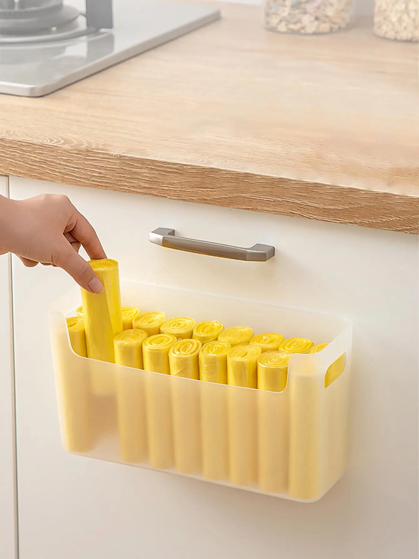 WORTHBUY Cabinet Plastic Storage Box Wall-mounted Punching-free Kitchen Storage Organization Multifunctional Organizer Shelf