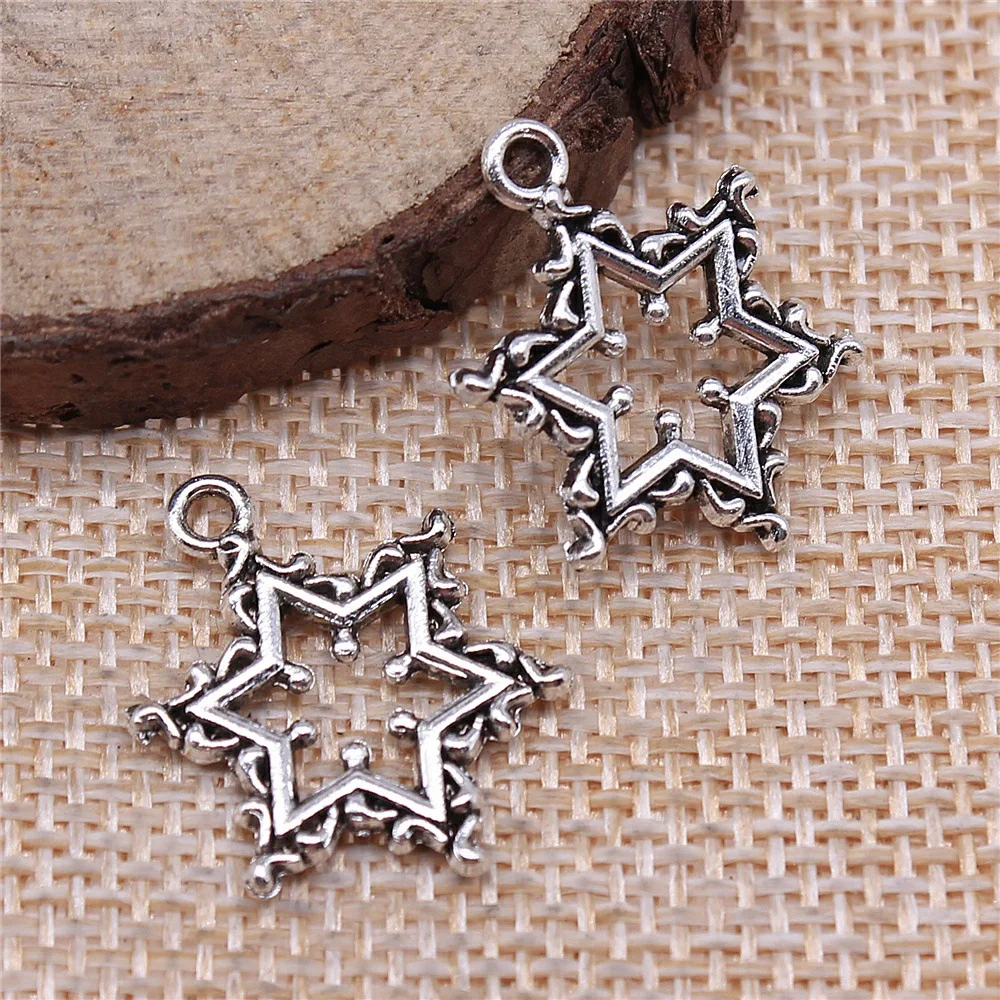 WYSIWYG 10pcs 22x16mm Antique Silver Color Snowflake Charms Pendant For DIY Jewelry Making Handmade Jewelry Craft Findings