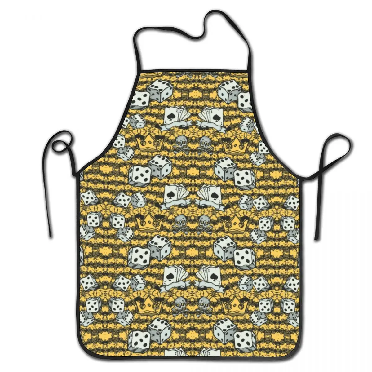 Unisex Poker And Dice Pattern Kitchen Chef Cooking Baking Apron Women Men Gambling Chips Tablier Cuisine for Painting