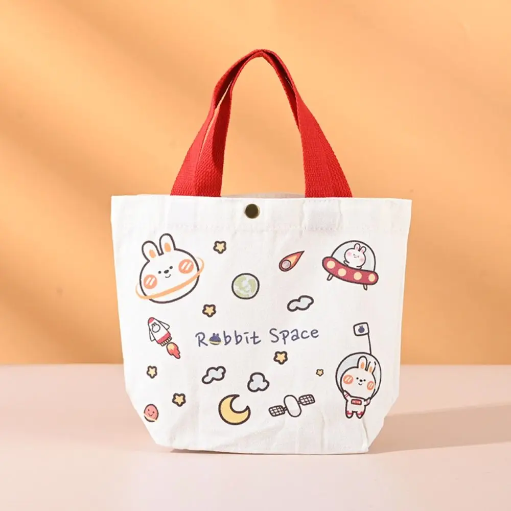 Cute Peach Canvas Tote Bag Cartoon Canvas Mini Handbags Big Capacity Storage Bags Picnic