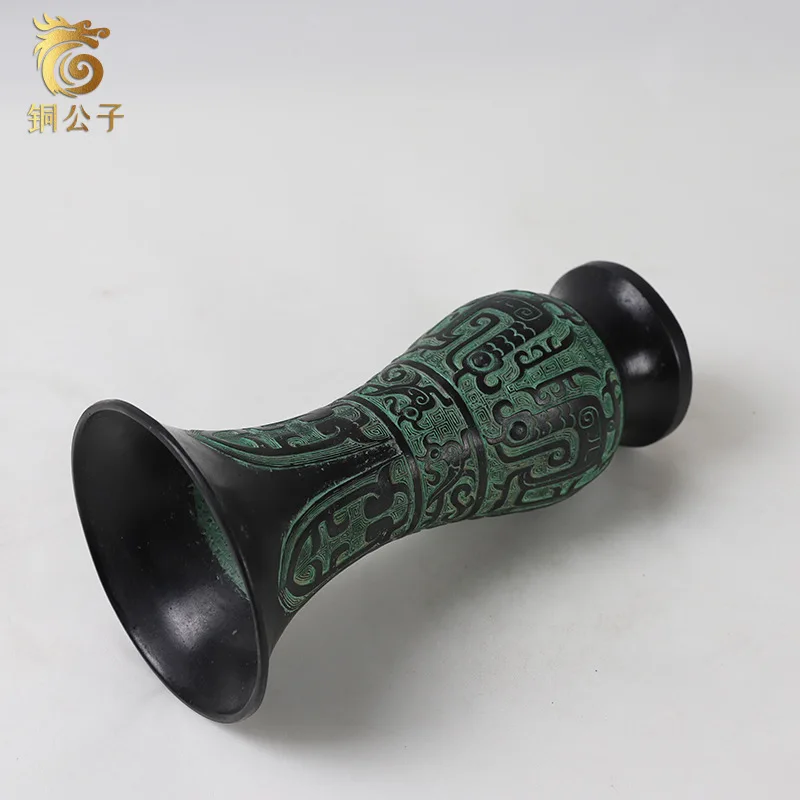 سلالة تشو الغربية الأب جينغ جي العتيقة البرونزية الحرفية فينيكس الطيور الموز ورقة كأس النبيذ غير قابلة للشرب هدية اللعب جمع