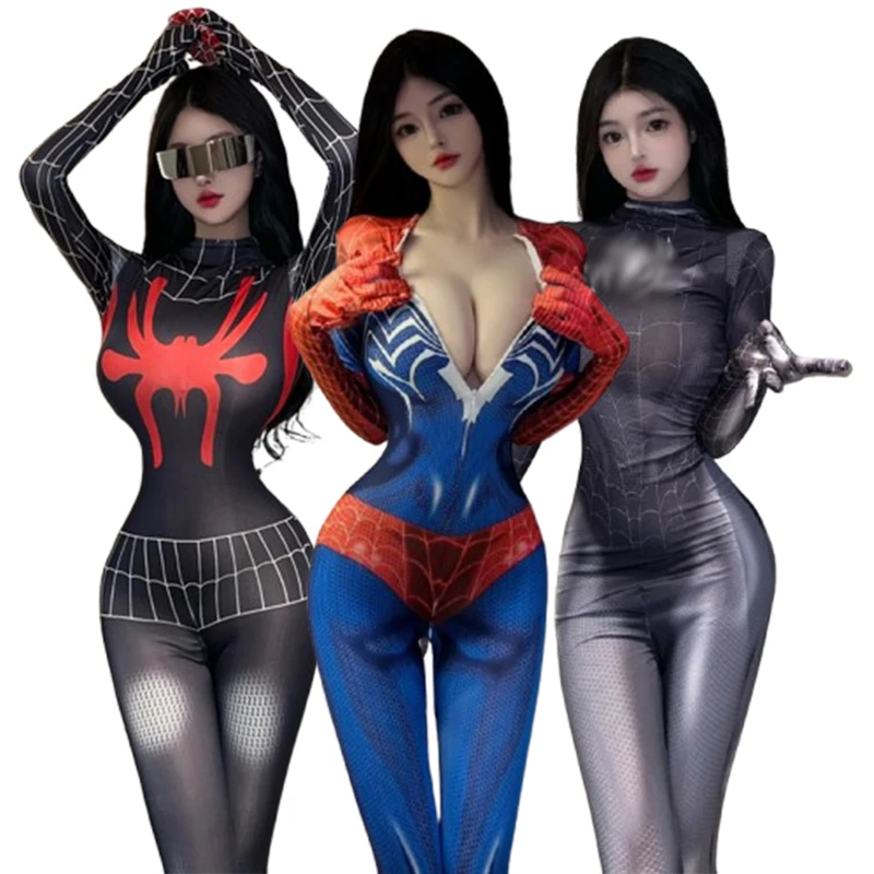 

Cosplay Spider Sexy Erotic Lingerie Suit Woman Jumpsuit Hero Zentai Costume Blue Bodysuit Fancy Outfit Party Girl Bodysuit Suit