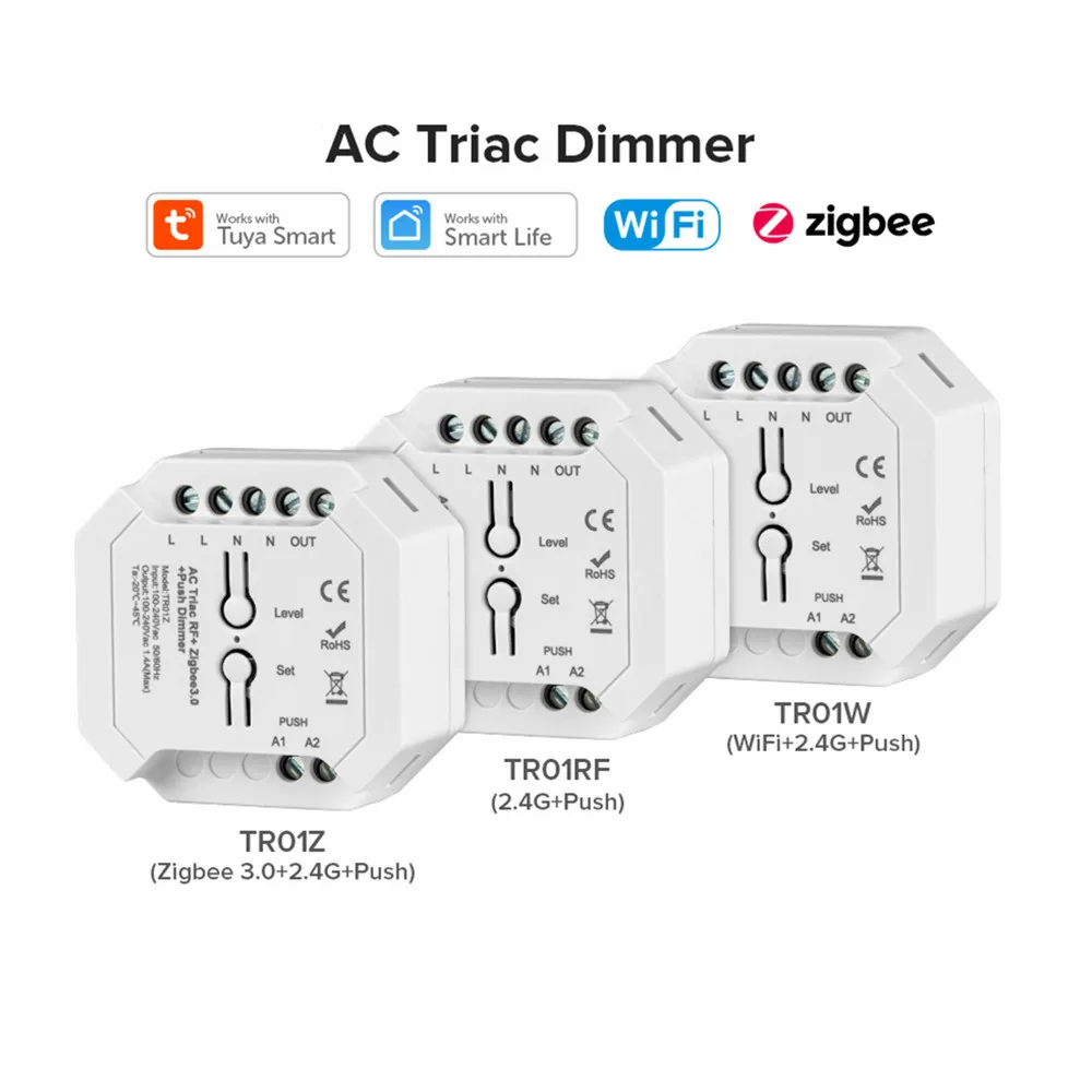 Triac AC Dimmer Zigbee3.0 inteligentne żarówki LED domowa Dimmer Hub APP/WIFI/głos/zdalne sterowanie Push ściemniacz LED przełącznik sterowanie