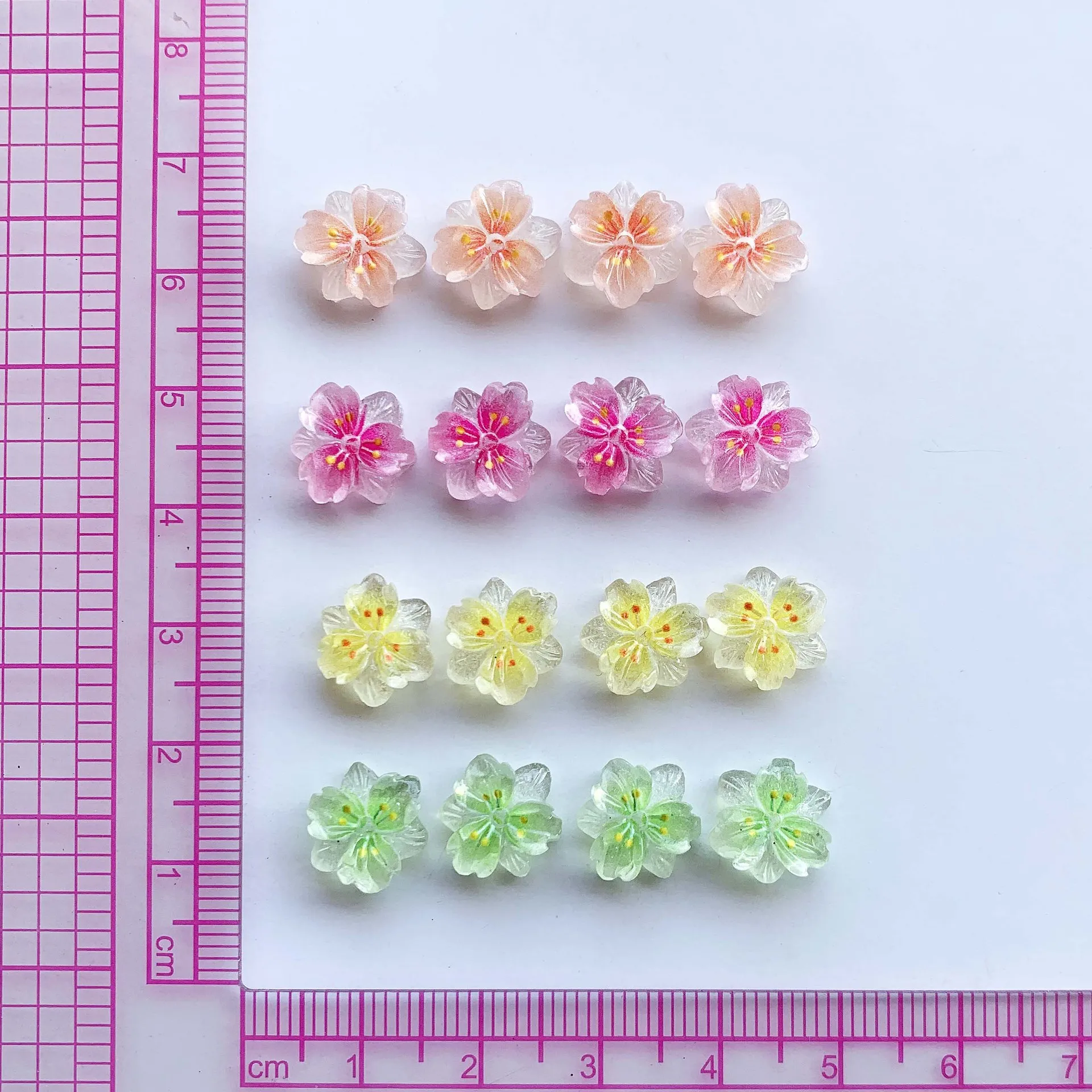 10pcs Mini Luminous Petal Nail Art Accessories 3D Ice Transparent Flower Nail Charms Bulk Kawaii DIY Rhinestone Decoration Parts