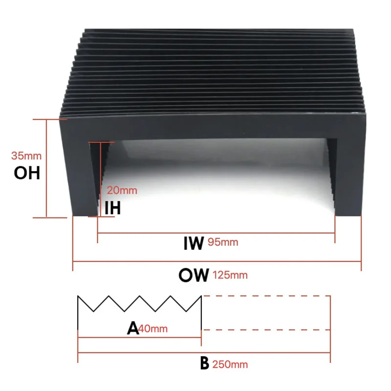 

1pc Customized flexible protection bellows Lmax = 250mm