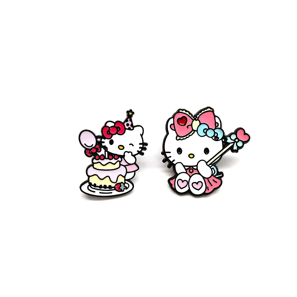 

Hello Kitty Cute Alloy Brooch Sanrio Anime DIY Badge Clothes Bag Decoration Pin Jewelry Y2k Fashion Toys Anime Cartoon