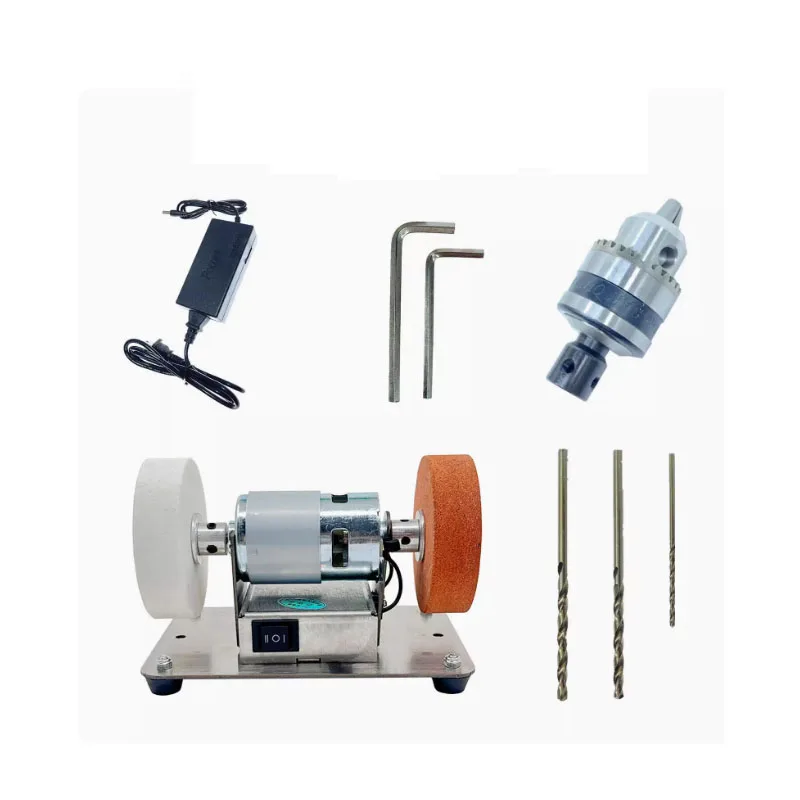 100W Household Electric Grinding Polishing Table Grinding Coarse and Fine Double Grinding Wheels Small Grinding Machine