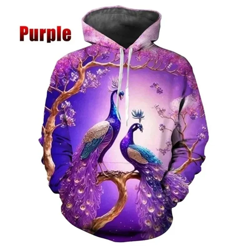 

Male Peacock Beautiful Hoodie Men Pullovers 3D Printed Zoo Maurya Animal Hoodies Womens Clothing Harajuku Fashion Kids Y2k Hoody