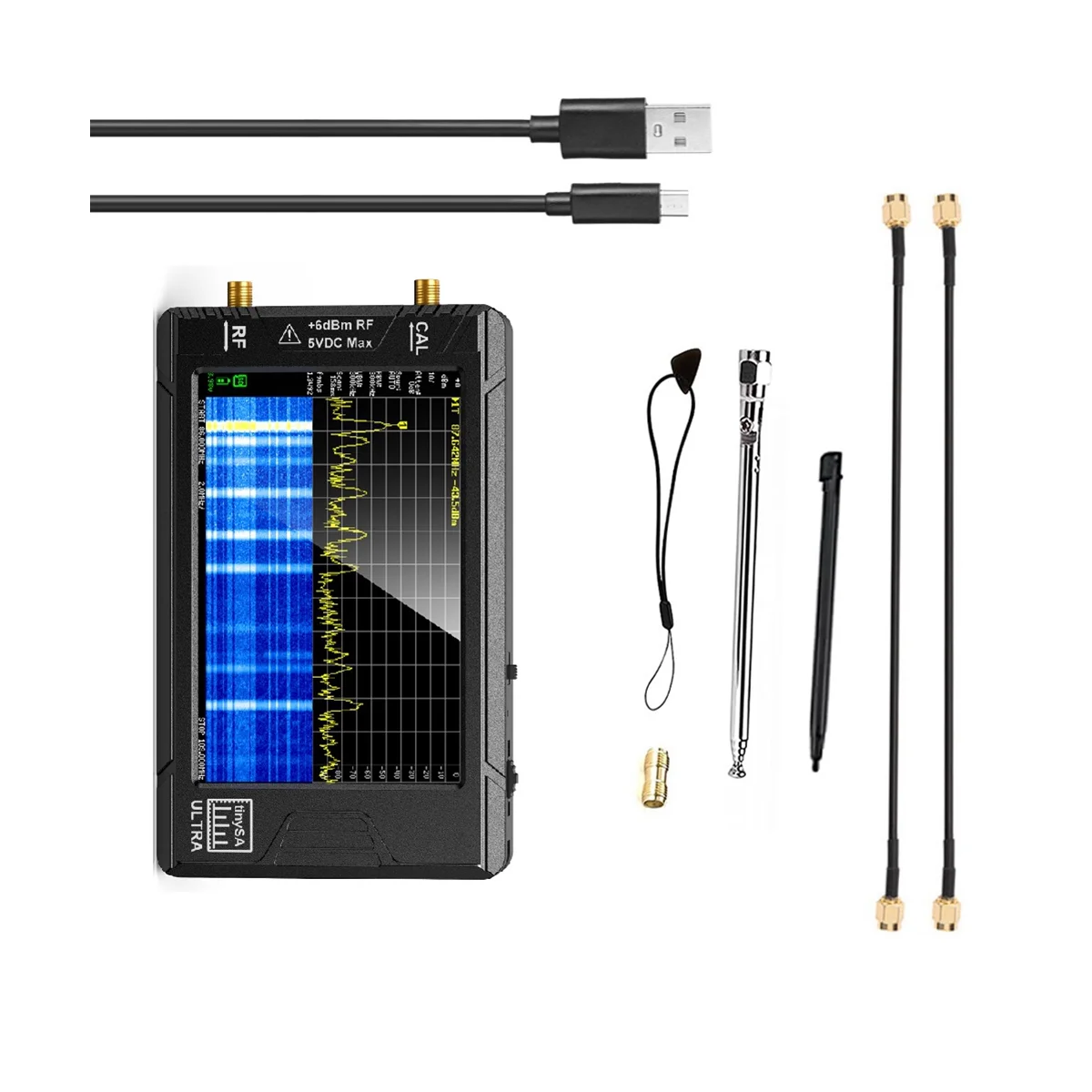 Imagem -02 - Analisador de Espectro Portátil com Bateria Tinysa Ultra Display 100khz a 53 Ghz Cartão de 32gb Novo