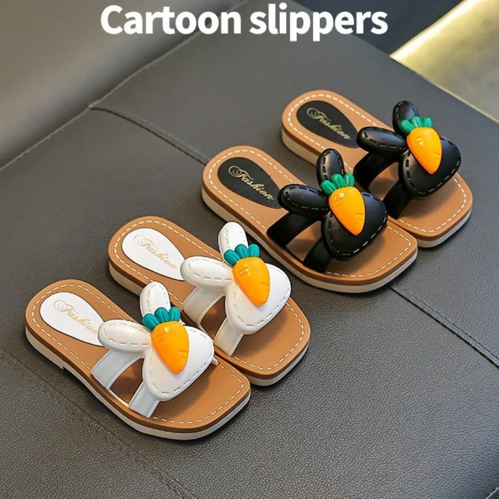 

1Pair Cute Rabbit Carrot Children's Slippers Open Toes Non-slip Baby Slippers Soft Sole Children Shoes Home