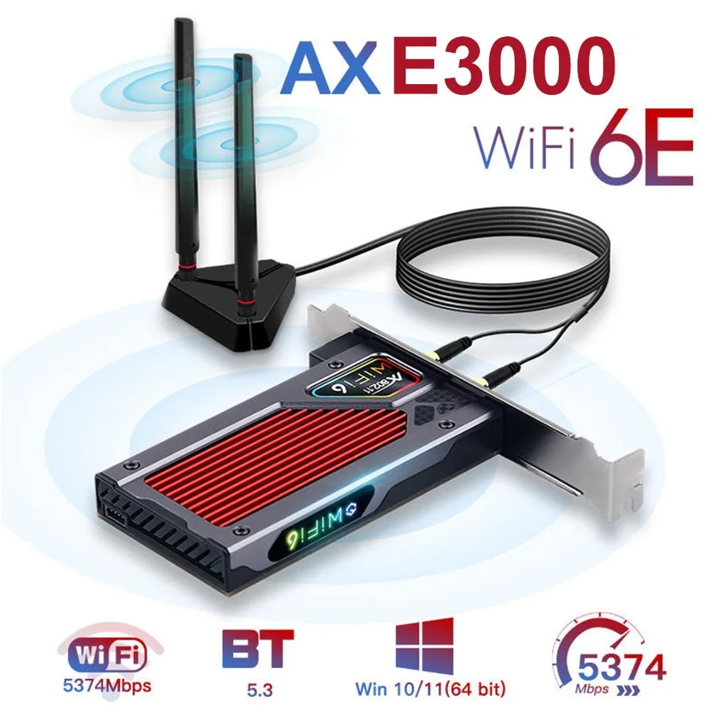 scheda-wifi-axe3000-wi-fi-6e-pci-e-rgb-bt53-5374mbps-tri-band-24g-5g-6ghz-80211ax-ac-con-antenna-esterna-per-pc-desktop