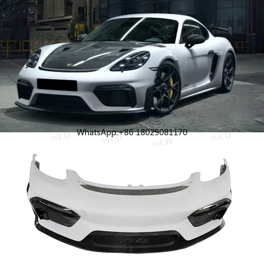 GT- 4RS Style Half Carbon Fiber Front Bumper For Porsche 718 Boxster Cayman 987 Body Kit 2016+