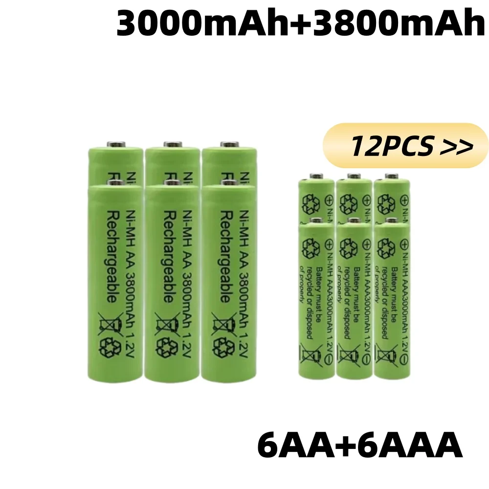 HIGH CAPACITY 1.2V AA 3800mAh NI-MH Rechargeable Batteries+1.2 V AAA 3000 MAh Rechageable Battery NI-MH Battery