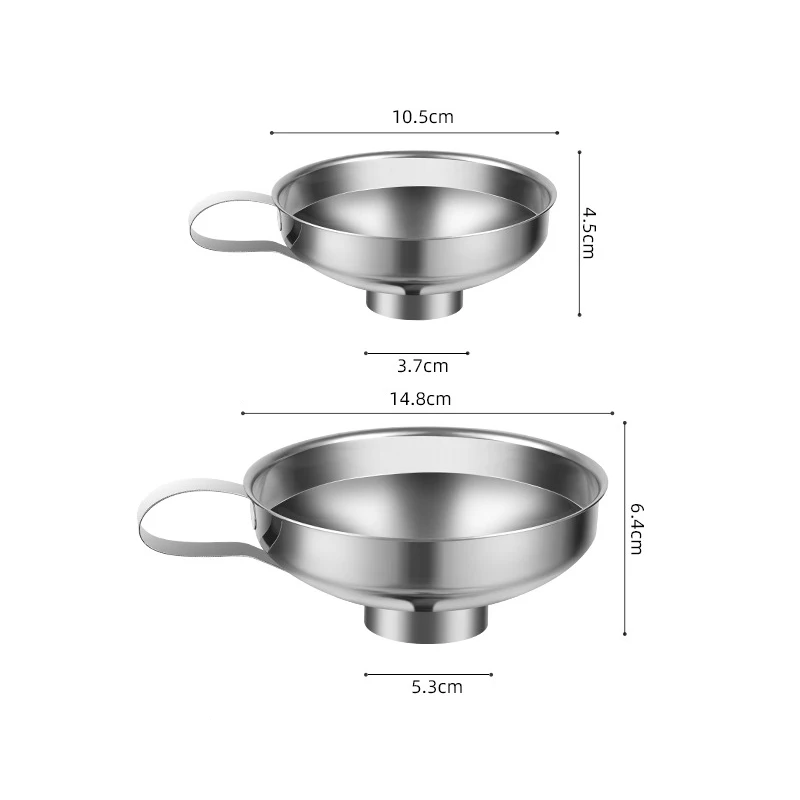 Molto popolare 2 dimensioni in acciaio inossidabile bocca larga imbuto per insalata medicazione imbuto liquido tramoggia filtro utensili da cucina gadget