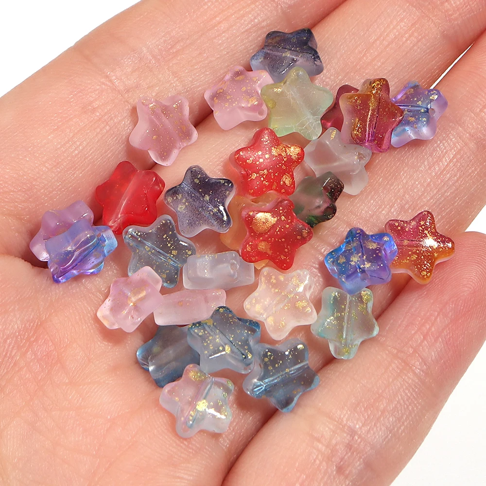 50 Stück 8mm Mattierte Farbverlauf-Sternperlen aus Lampwork-Glas, Lose Abstandsperlen für Schmuckherstellung, DIY-Armband- und Halsketten-Zubehör – Detail 5
