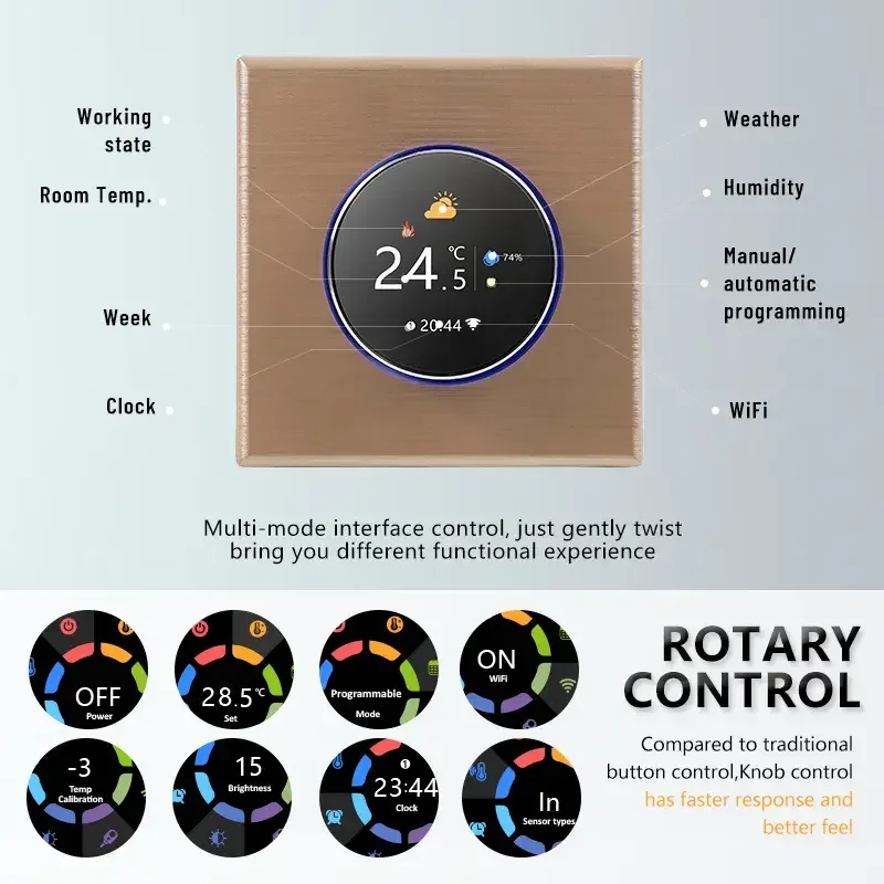 Smart Knob Thermostat BHT-7000 Tuya Floor Heating Controller Digital Wireless Termostato Wifi Smart Thermostat For Heating