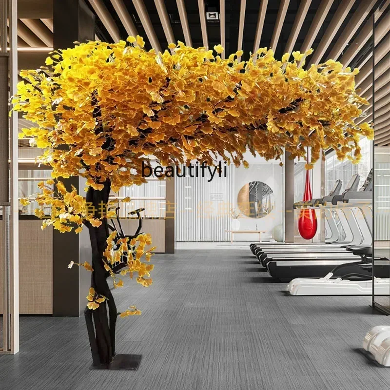 newSimulation Ginkgo Yellow Plant Large Real Trunk Indoor Living Room Stage Shooting Decoration Engineering Fake Trees