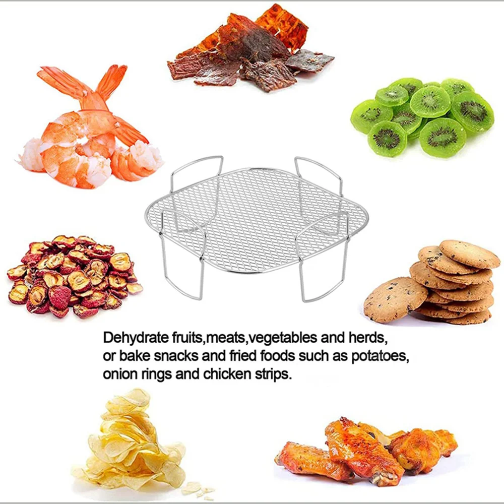 Air Fryer Stainless Steel Rack Layer Dehydrator Rack Kitchen Air Fryer Toast Food Holder Stand Cooking Baking Tools New
