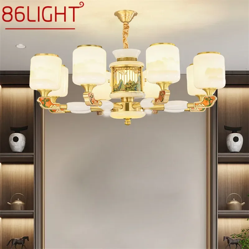 86LIGHT Contemporary Luxury Brass Pendent Lamp  Chinese style Living Room Dining Room Bedroom Villa Hotel Sample Room Chandelier