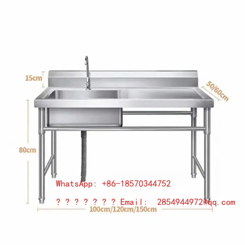 Outdoor Kitchen Sinks Commercial Stainless Steel Dishwashing Sink Hotel Canteen Floor-standing Vegetable Washbasin Washing Sinks