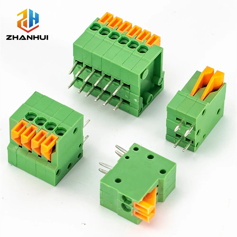 5Pcs 2.54mm Pitch KF141V KF141R Push-in Spring Screwless Terminal Block Straight/Bent Foot 2/3/4/5/6/7/8P PCB Connector
