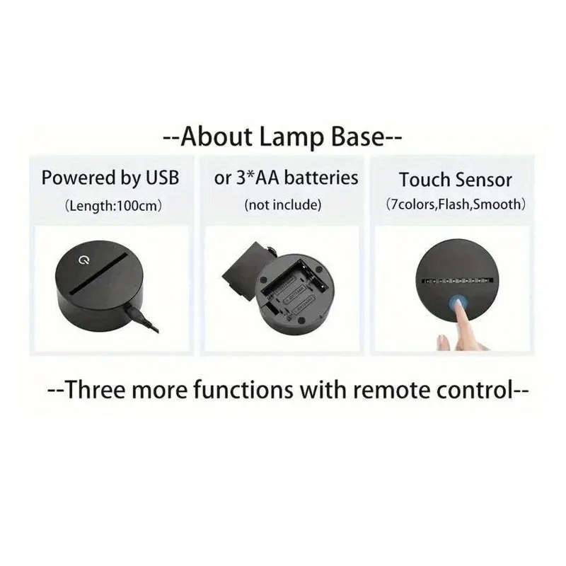 Luz da noite 3D com controle remoto, ilusão óptica Lâmpada, Violino Instrumento, Mudando a cor Lâmpadas Desk, Touch Control, Quarto, Crianças Presente