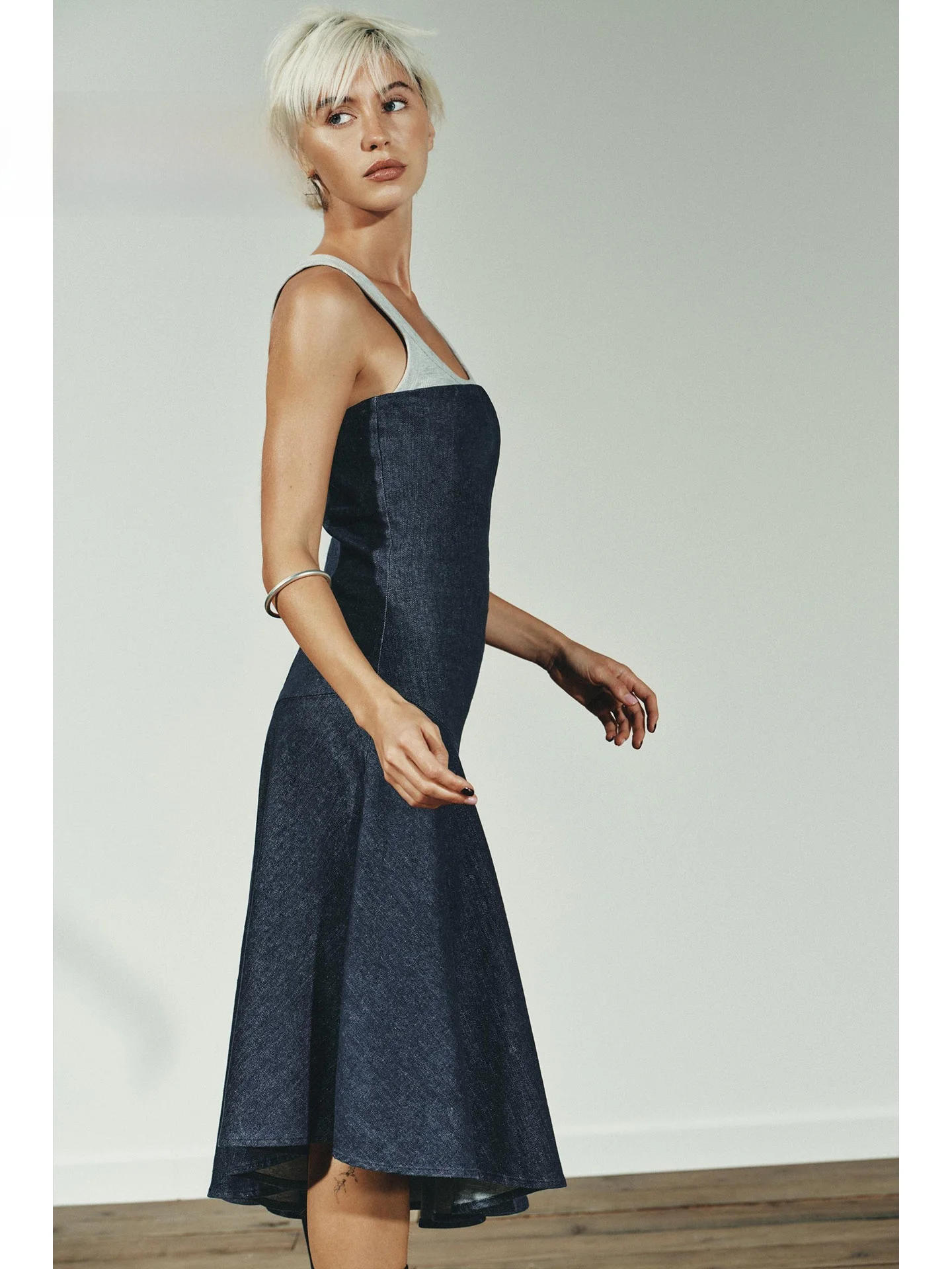 ZAPRHA Asymmetric Pure Desire Sle Denim Tube Dr Slimming A-Line Casual Dr for Women Autumn 2025 Zipper Closure