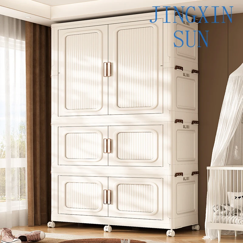 1-3 layer plastic collapsible wardrobe portable baby wardrobe easy to install portable wardrobe with universal wheel
