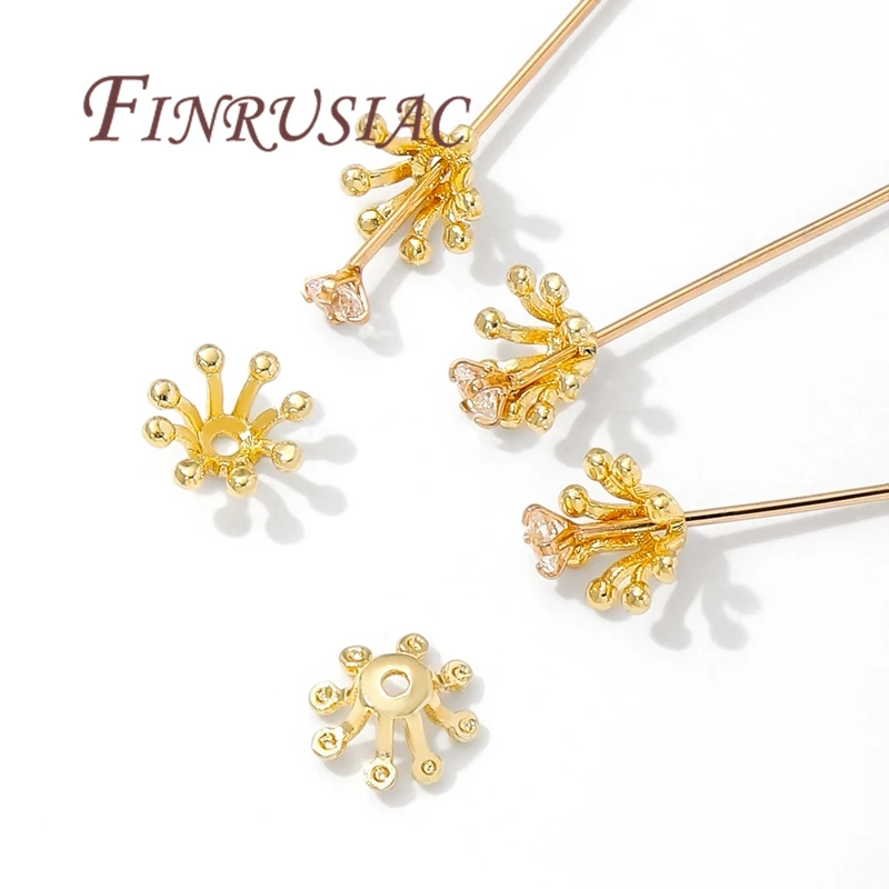 14K Gold Plated Flower Bead Caps,Brass Bead Caps For Bracelets Making,DIY Jewelry Accessories,Caps For Beads view 2