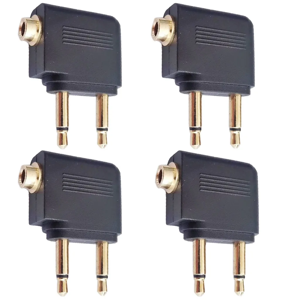 4PCS 3.5mm Jack Airline Headphone Adapter, Airplane Audio Adapter for Travel, In-Flight Headphone Earphone Converter Accessories