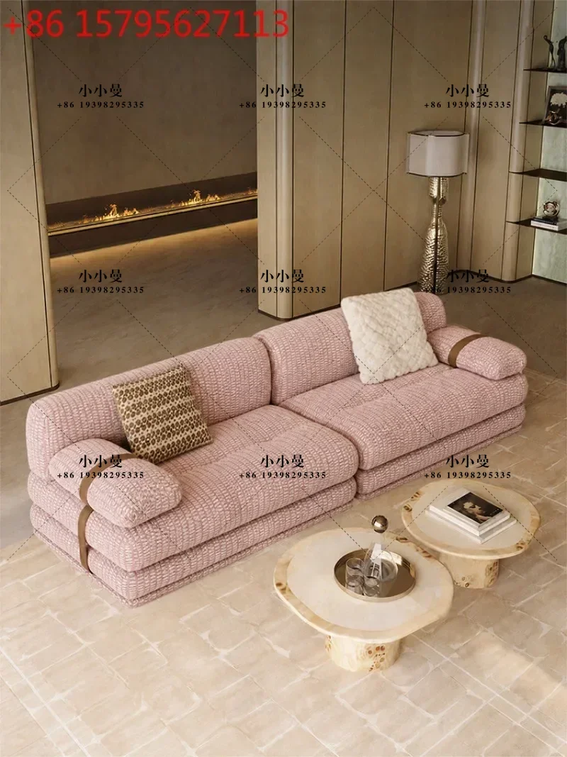 Italian old money style living room small apartment straight row designer high-end imported fabric sofa