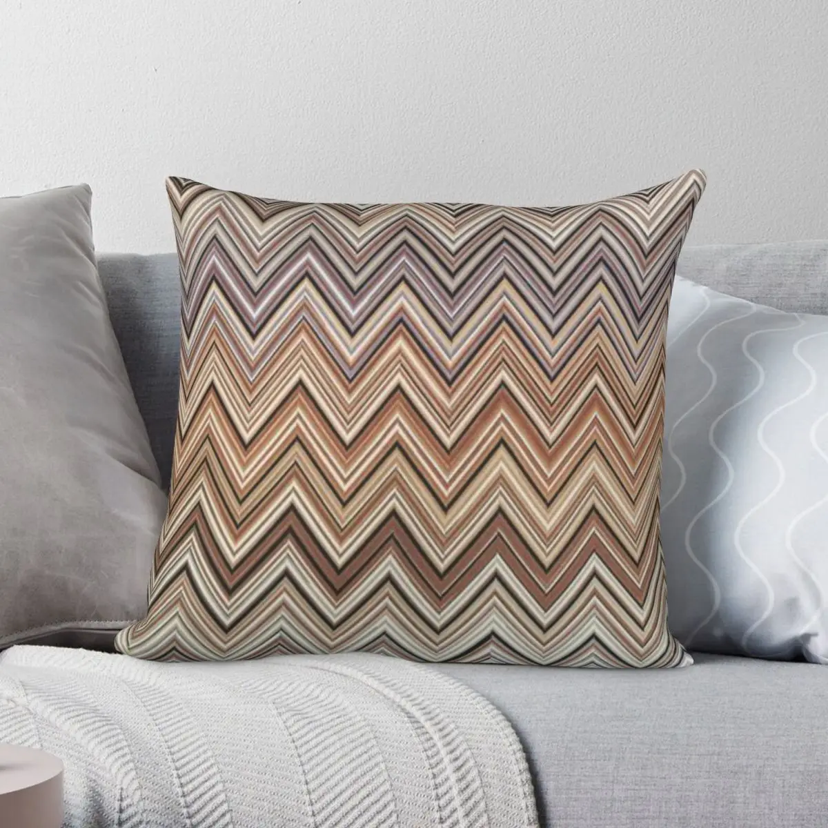 

Home Decor Zig Zag Patterns Square Pillowcase Polyester Linen Velvet Printed Zip Decorative Throw Pillow Case Room Cushion Cover