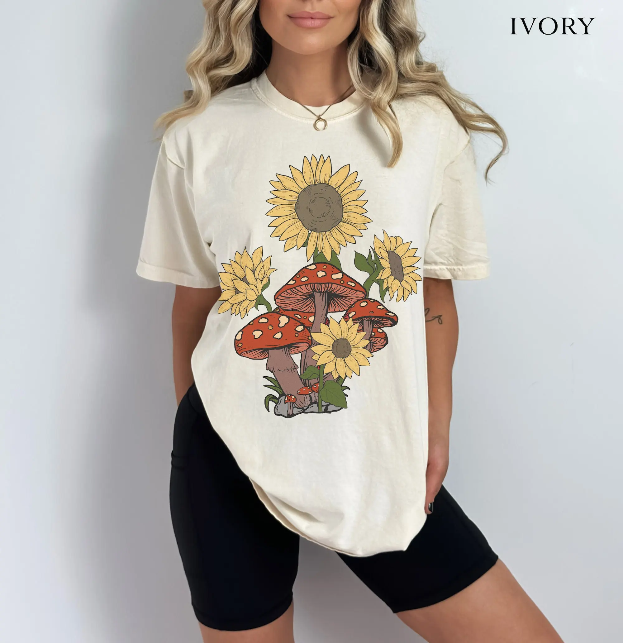 Sunflowers Mushrooms Comfort Colors T Shirt