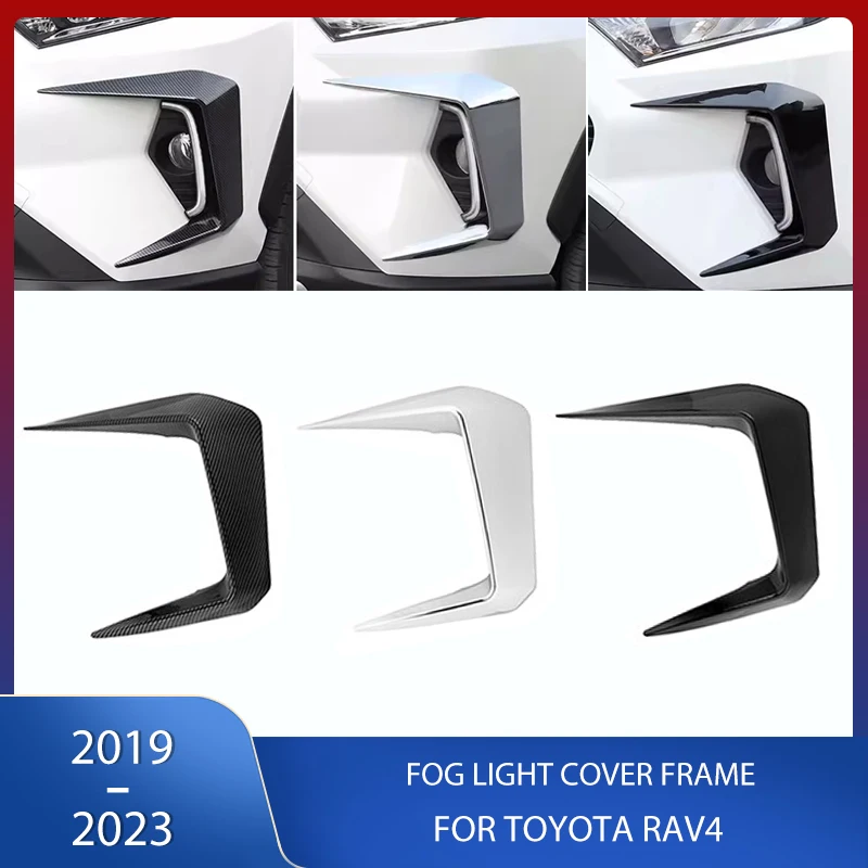 

2 PCS Front Bumper Fog Light Cover Lamp Trim Frame Black Chrome Carbon Fiber Pattern For Toyota RAV4 2019 2020 2021 2022 2023