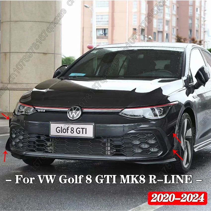 Car Front Bumper Side Canards Bumper Spoiler For Volkswagen VW Golf 8 GTI MK8 R-LINE 2020-2024 Accessories Trim Canard Sticker