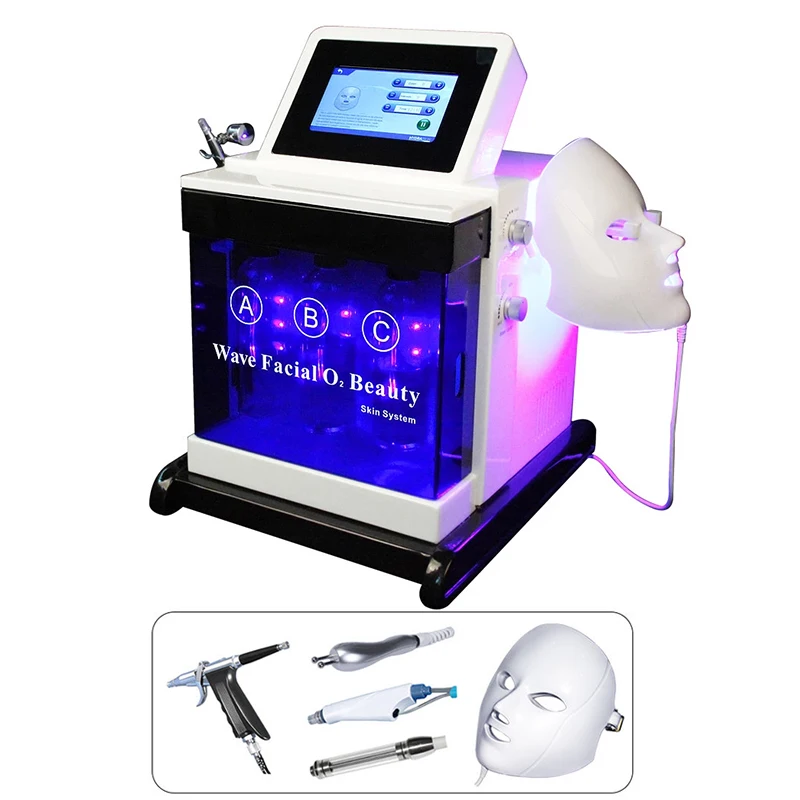 Aqua oxyen Dermabrasion เครื่องทำความสะอาดผิวหน้าอัลตราซาวนด์เครื่องมือดูแลผิวเครื่องยกกระชับใบหน้า LED