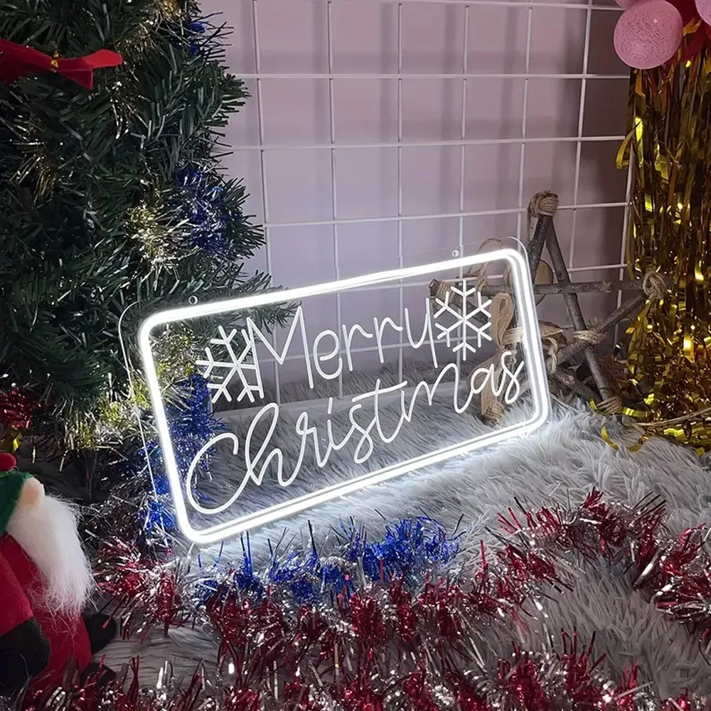 Signe de décoration murale au néon LED USB, art 3D, décoration de la maison, bar, cadeau de fête d'anniversaire, décor d'arbre de Noël, joyeux Noël