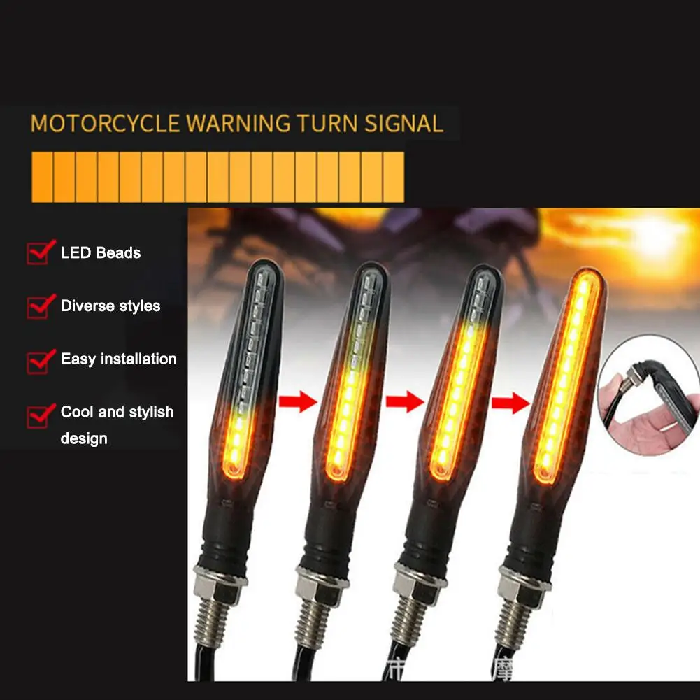 

2 Pcs Universal LED Motorcycle Turn Signal Light 12v Blinker Indicator IP68 Flasher Lights Amber Rear Accessorie Lamp Water X2B8