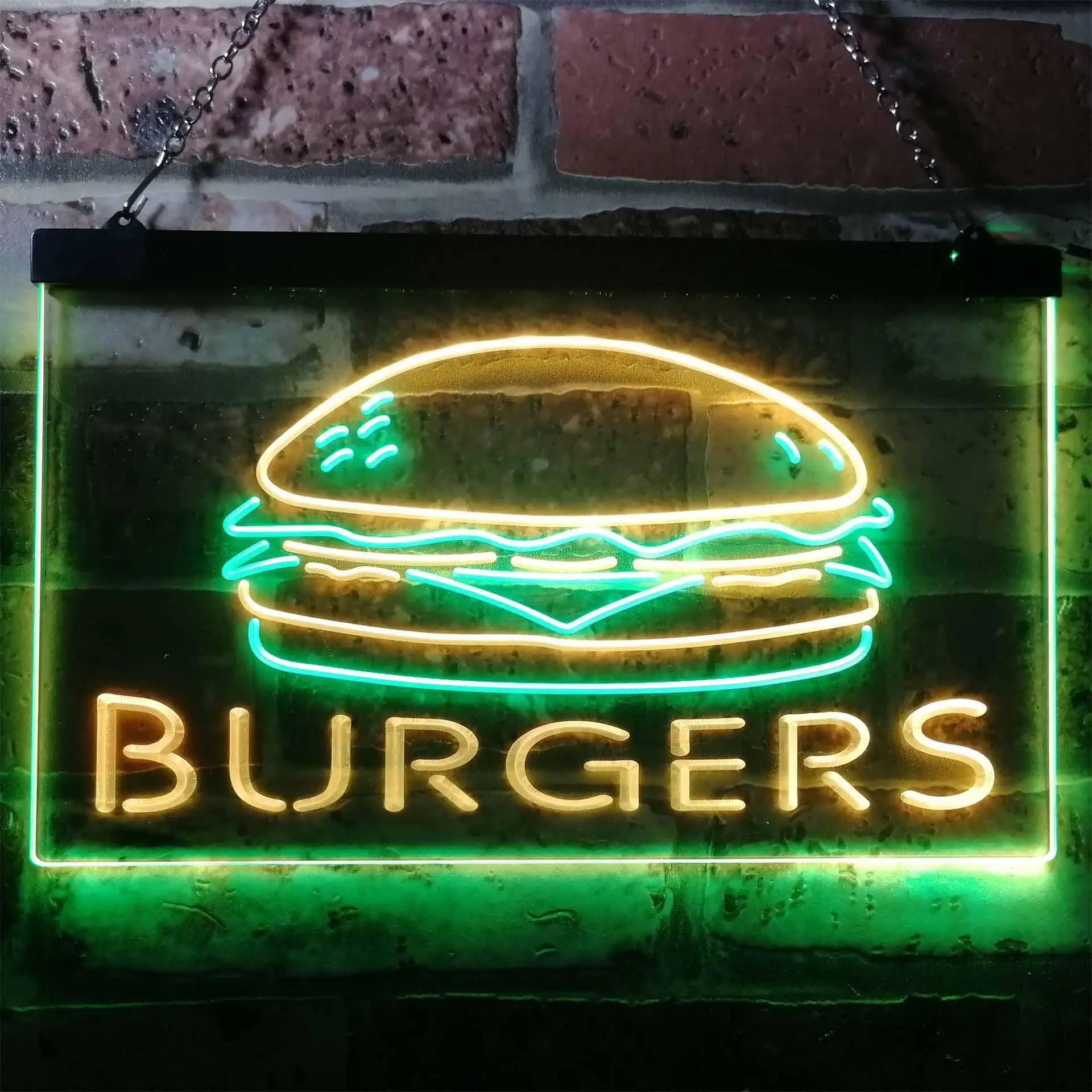

BURGERS. Hamburger Fast Food Dual Color Led Neon Sign st6-i3149