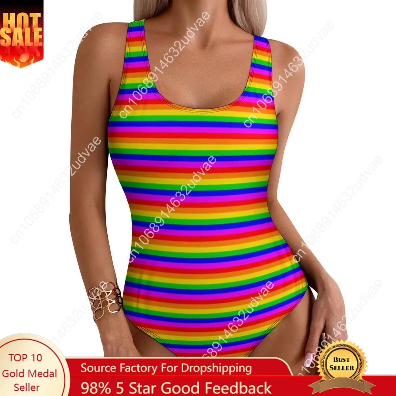 

Gay Rainbow Swimsuit Sexy Rainbow Flag Ladies Swimwear One-Piece Vintage Bodysuit Vacation Bath Push Up Hollow Out Monokini